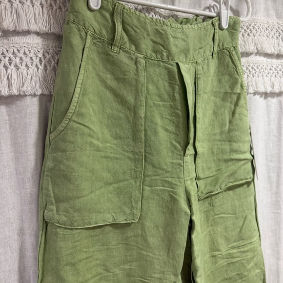 Young Fabulous & Broke YFB Linen Blend Relaxed Light Green Trousers - Picture 2 of 7